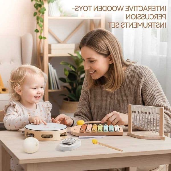 Montessori Music Instruments Baby 0 12 Months Toys Drum Xylophone Kids Early Educational Wooden Instruments Baby Toys Musical L260603