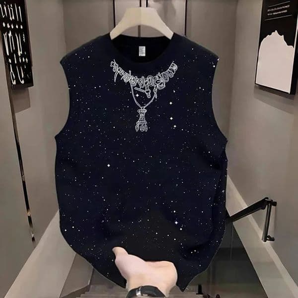 Mens Cotton Starry Sky Sleeveless Vest American Retro Fashion Trend Street HipHop Loose Casual Breathable Niche Tops 260603
