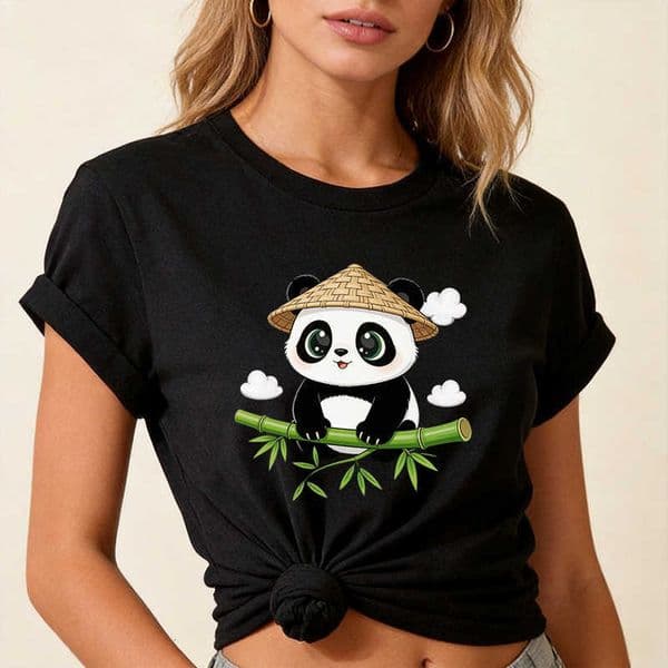 Cartoon Womens Y2k Summer Cute T Shirt Female 90s Casual O Neck Tshirt Funny Kawaii Panda Print Black Tops Tees Clothing M260603