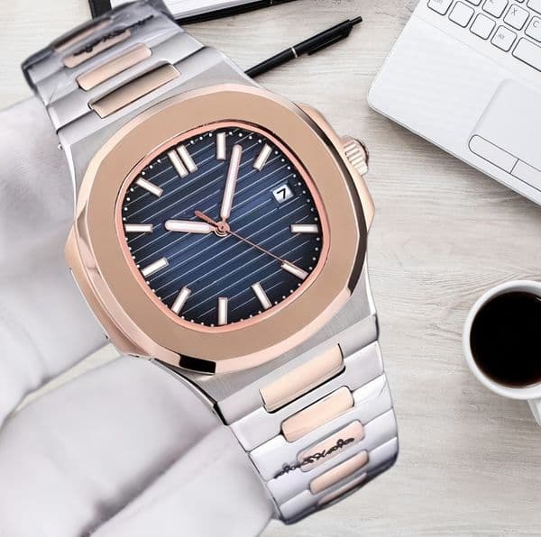Men's automatic mechanical luxury watch design light blue dial all stainless steel strap classic swimming night light black treasure series 40mm premium product HG