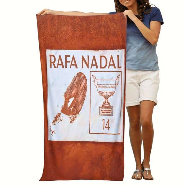 1 Tennis Beach Towel-Quick Dry Soft Polyester Blend, Champions Trophy and Footprint Design, Orange Bath Towel 26Y0603