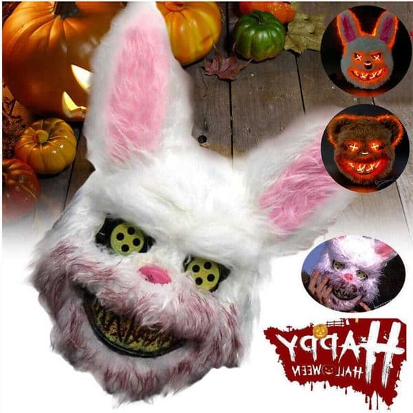 Cosplay Halloween Party Luminous LED Light Face Mask Make-up Horror Rabbit Bear Mask Headgear Cartoon Animal Carnival Head Cover L260603B1OB