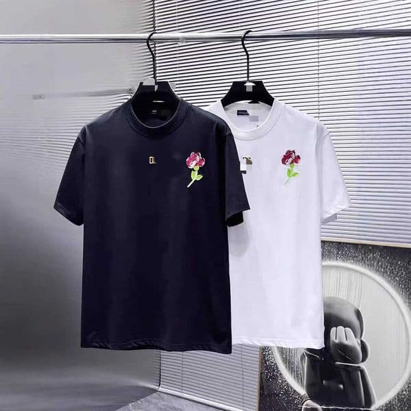 T-Shirt Dujia Men's American High Street Fashion Brand Ins-Style Design Summer Loose Casual Print