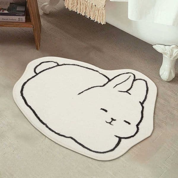 Cartoon Rabbit Simple Carpet Irregular Living Room Floor Mat Bedroom Bedside Rugs Non-slip Home Decor Soft Fluffy Cute Carpet L260603