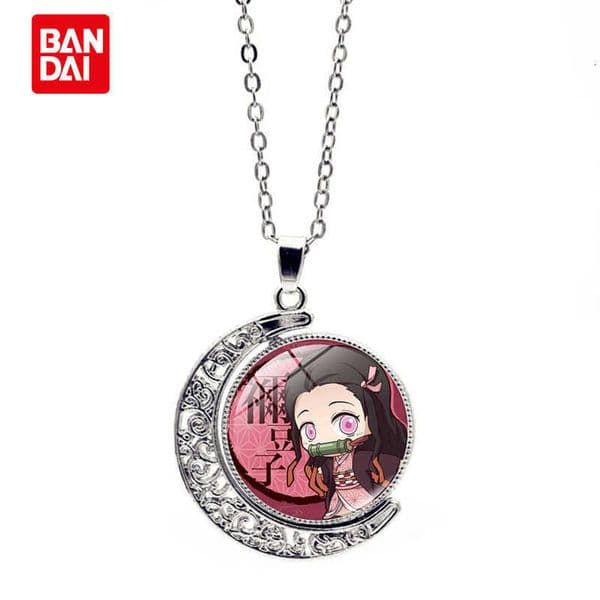 Demon Slayer Necklace for Women Versatile Anime Accessory Kamado Nezuko Rotating Moon Pendant Necklace Sweater Chain L2606035D9C
