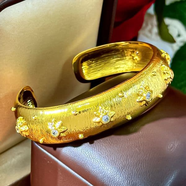 Vintage Turquoise Bracelet Gold Bead Detail CZ Accent Woven Texture Brushed Finish Elegant Jewelry For Women Party Wedding Gift Anniversary Luxury Fashion