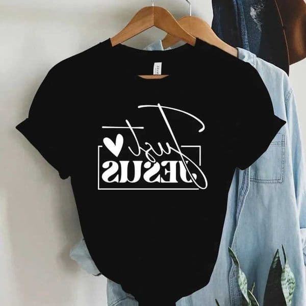 Love Jesus Print Women Just T-Shirts Christian Jesus Letter Shirt Harajuku Graphic Tops Female Summer Religious Christian Tshirt M260603