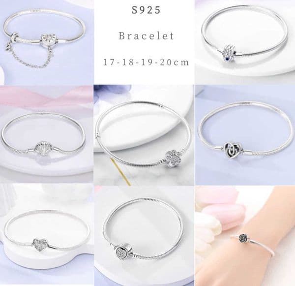 Moon Sun Star 925 Silver Brelet Original Brelets Sparkle Zircon Chain For DIY Charms 17-20CM Jewelry Gift S260602N15J