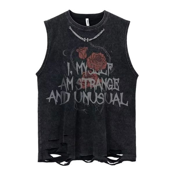 Summer Men Fashion Washed Sleeveless Tshirts Hip Hop Letter Graphic Print Gothic Vests Streetwear Harajuku Cotton Tank Tops 260529