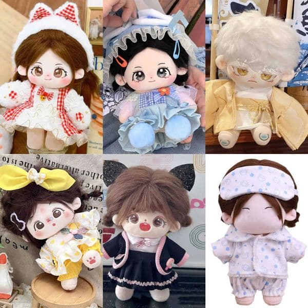 Princess 20cm Jumpsuit Cotton Dresses Doll Lovely Tshirt Plush Dolls Clothes Skirt With band EXO Idol Dolls Accessories 250930 Y260603