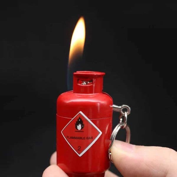 Cylinder Funny Gas Style Lighter with Keychain Iatable Gas Butane Cigarette Lighters Smoking Accessories Gadget for Men J260603