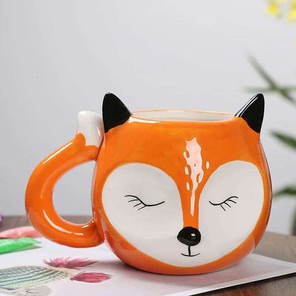 Cartoon Fox Shaped Ceramic Mug Creative Coffee Milk Tea Water Cute Children Breakfast Cup Household Drinkware 26L0603