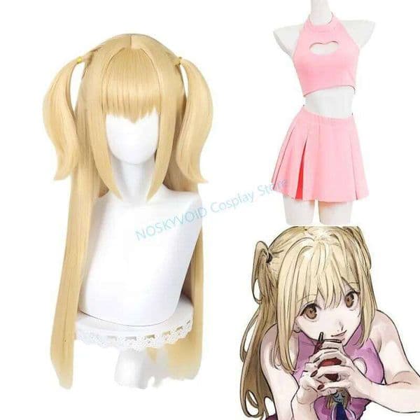 Anime MisaMisa Cosplay Cheerleading Uniform Death Note Amane Misa Wigs Halloween Costumes Carnival Party Sexy Short Skirt Set