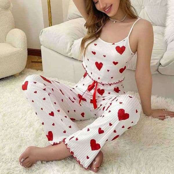 vest Womens home clothes heart-shaped printed shorts and can be worn outdoors European and American womens pajamas Valentines Day gifts Y260603