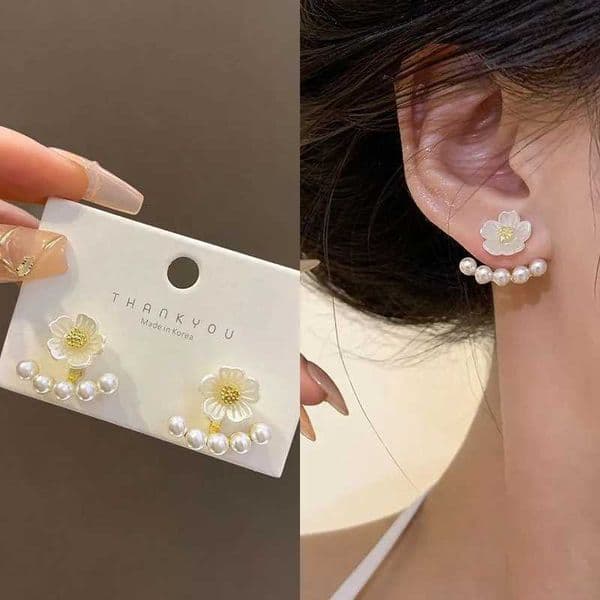 And Fresh Imitation Pearl Flower Feminine Temperament Hanging High-end Simple Earrings Party Accories Novelty Earrings X260603