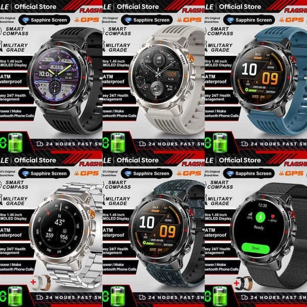 Ultra 2026 New T-Rex 3 Military Dual-band GPS Smart Watch 5ATMu0026IP69K Compass Altimeter AMOLED Flashlight Durable AGPS Smartwatch 26W0202 Y260603