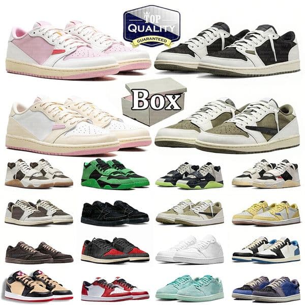 Original Box 1s Designer for Men Women 1 Basketball Shoes Sneakers Black Phantom Tropical Pink Sail Medium Olive Outdoor Sports Trainers Sneaker DHgate