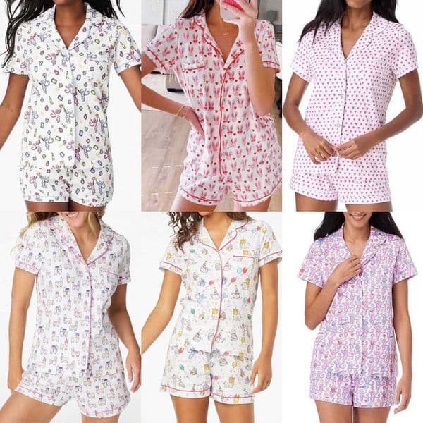 Pjs Women Pajamas Set Easter Set Cartoon Pajamas Set Women Y2k Clothes Single Breasted Short Sleeve Blouse Shirt Top Shorts 2 Piece Loungewear 7a0 Y260603