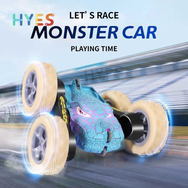 Burst Dinosaur RC Stunt Car 24G 5WD High Speed Double-sided Tumbl Drift LED Lights Remote Control Car Toy Gifts For Kids Adults L260603