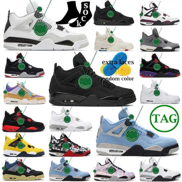Basketball Shoes Sneakers Red Thunder Military Black Cat University Blue White Tour Yellow Shimmer Bred Infrared Neon Cool Grey Designer 4