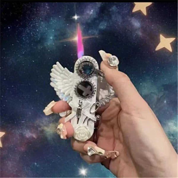 Wings New Angel Iatable Lighter Flame Butane Gas Lighter Windproof Jet Wens Lighter Cigarette Accessories Girl Gift J260603