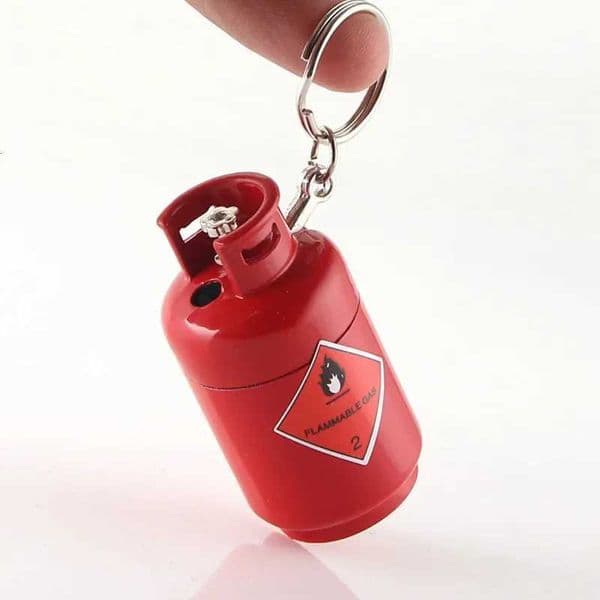 Funny Gas Cylinder Style Lighter with Keychain Iatable Gas Butane Cigarette Lighters Smoking Accessories Gadget for MenJ260603