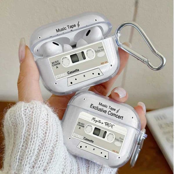 Retro Music Cassette Tape Earphone Case for AirPods Pro/Pro2/Pro3 Headphone Cover For AirPods 4/3/2/1 Shockproof Protective CaseT260602