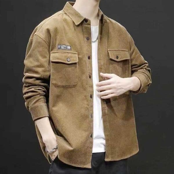 Corduroy Jacket Thickened with Casual Turtle Neck for Men in Spring and Autumn M260603