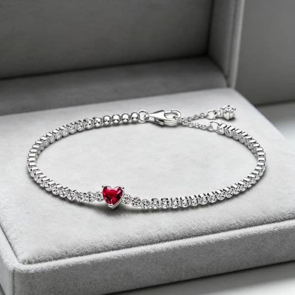Luxury Designer Red Pink Blue CZ Diamond Heart Bowknot Adjustable Tennis Bracelets Women s925 Sterling Silver Birthday Christmas Gifts Jewelry