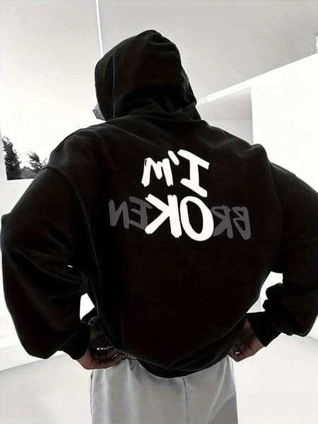oversized men im letter print pullover casual strtwear sweatshirt Back Printed Patterns Men Hoodies D260603