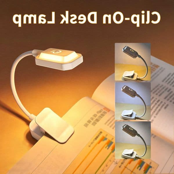 Desk Lamp Mini LED Book Light 3 Light Colors USB Rechargeable Clip-On Study Table Lamp Bedroom Dormitory Travel Reading Light M260603