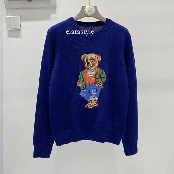 bear wweaters Women's Sweaters Designer High-Quality Knit Sweater Crew Neck Cartoon Pattern Casual Loose Fit Age-Reducing Style Top abf