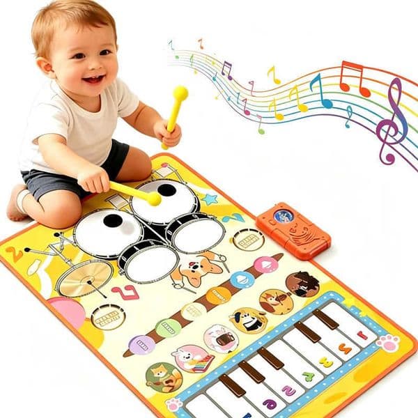 Baby Musical Piano Drum Mat Educational Floor Keyboard Instruments Music Hit Drum Carpet Learning Toys For Boy Girl Toddler Gift L260603