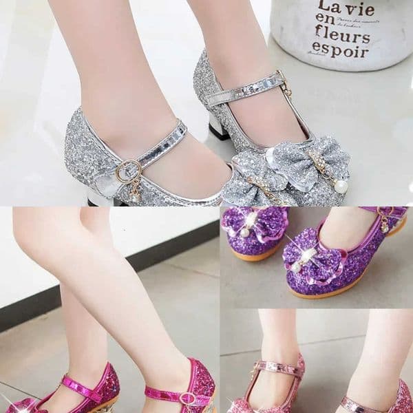 CHIldren Shoes New Girls High Heel Princess Sandals for Girls Kids Shoes Glitter Soft Leather Fashion ParTY Dress Wedding L260603