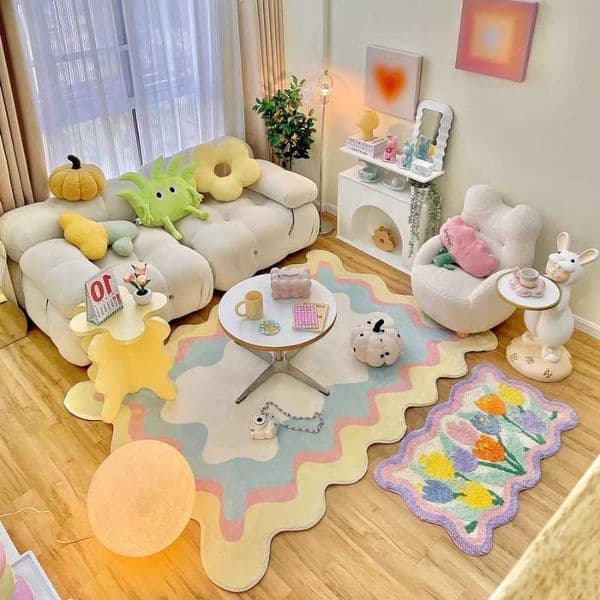 Style Irregular Cute Carpets for Living Room Cartoon Bedroom Rugs Home Decor Plush Carpet Fluffy Soft Lounge Rug Floor Mat L260603