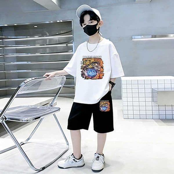 2026 Print Boys Short-Sleeve Two-Piece Set for Young Children Casual Versatile Loose Shorts Outfit Trendy L260521J5EK