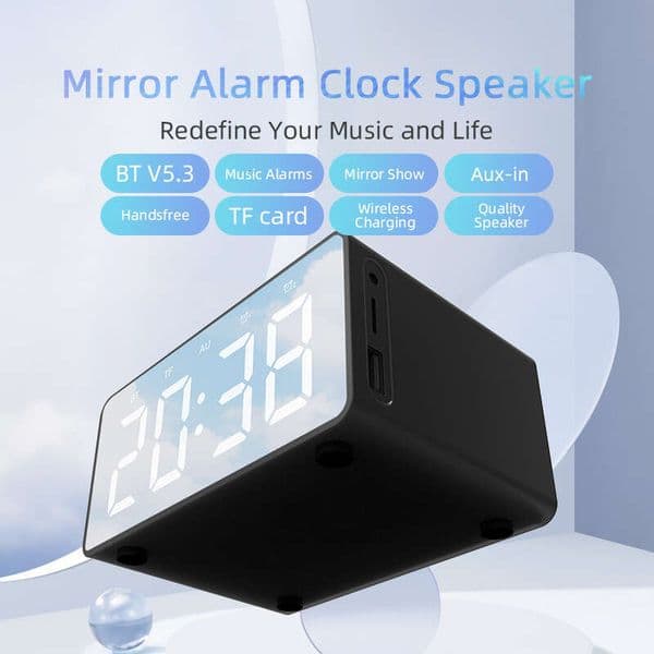 LED Alarm Clock Export Hot New Wireless Charging Bluetooth Speaker portable speaker Technology