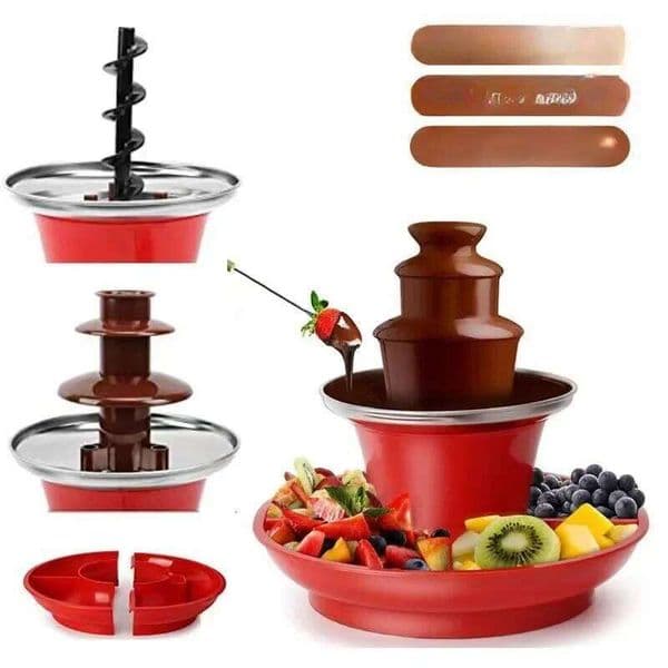 Chocolate fountain 1PC comes with fruit plate three-layer melting tower chocolate waterfall machine automatic hot