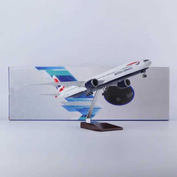 1/157 Scale Aircraft 47cm B777 British Airways Model Planes Resin Assemble Gift Children Toy Planes Souvenir With Light Base L260603CJVB