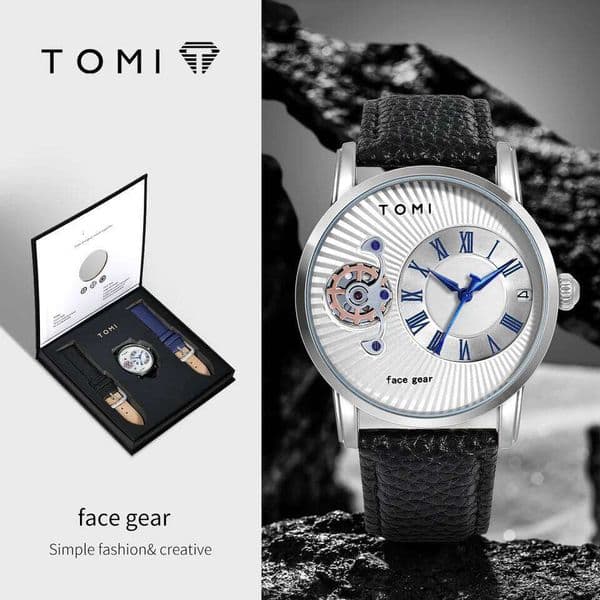 TOMI Classic Minimalist Set Luxury Business Men's Versatile Round Large dial Quartz Watch Gift 26L0603