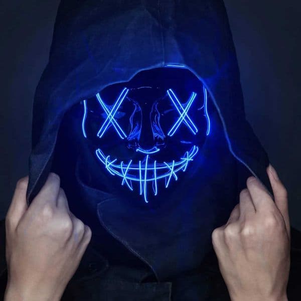 Scary Wireless Glowing Mask LED Luminous Purge Mask Halloween Horror Neon Light Up Cosplay Party Mask Fstival Costume Supplies L260603JD25
