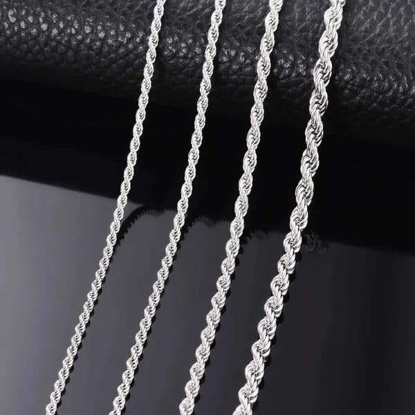 Chain For woman necklace Man Piece Of 925 Sterling Silver Wide 2Mm/3Mm/4Mm Rope Necklace/Bracelet Mens Fashion Necklace Crystal