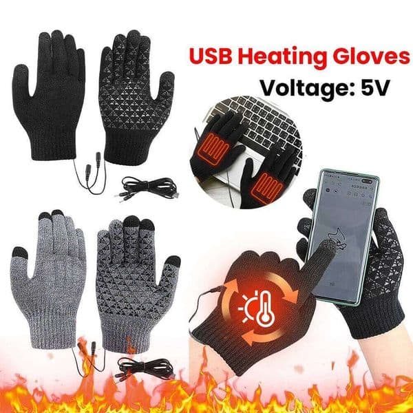 Electric Heated Touch Screen Knitted Gloves Hand Warmer Outdoor Riding Skiing Mitten for Cycling Driving Hiking Walking