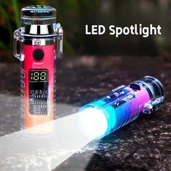 Camping Waterproof Outdoor Cpass with Dual Arc Type-C Plasma USB Electric Lighter Mti-Function Survival Ignition Flashlight J260603