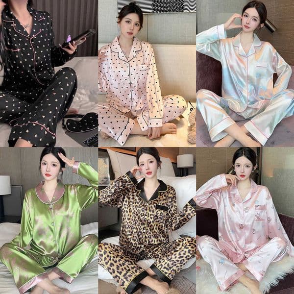 Lace Victoriassecreet Floral Woman Trim Sleepwear Satin Pajamas Set With Robe Sexy Faux Silk Vs Pijamas Robe Sets Casual Victor Home Clothes Nightwear 43b Y260603