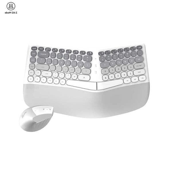 Ergonomic 24G Wireless Split Keyboard Mouse Set for Laptop/Desktop 84Keys Color Gradient Typewriter Keyboard with Wrist Rest L260603