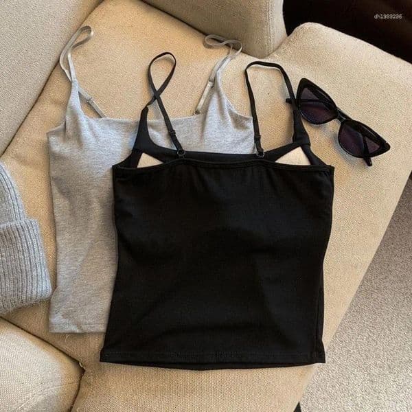 Camisoles & Tanks 2026 Camisole Tank Top For Girls Slimming Pure Desire Sexy Summer Outerwear Inner Wear With Chest Pad Strap Vest Women