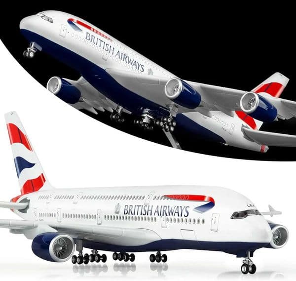 1160 Scale Large Model Airplane Britain A380 Plane Models Diecast Resin Airplanes with LED Light for Collection or Gift L260603R94R