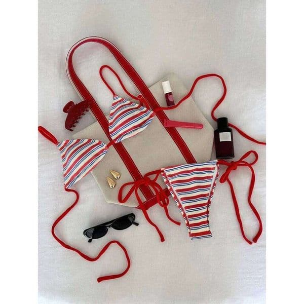 Women's Sexy Push-Up Two-Piece Swimsuit 2025 Bathing Suit Micro Beachwear Stripe Bikini Set Swimwear Trendy Mciro 26Y0603