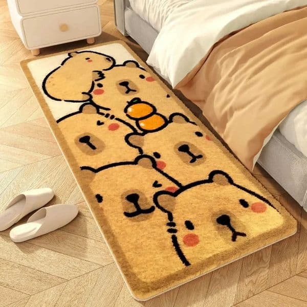 Cute Bedside Cashmere Carpet Capibara Imitation Cashmere Floor Matanime Rug C260603